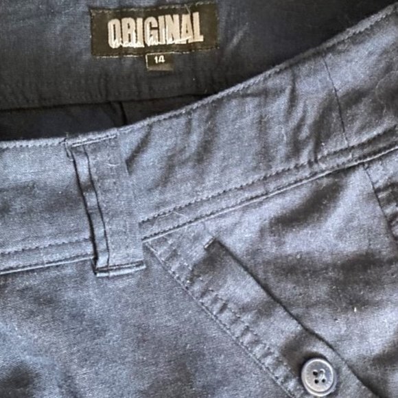 Denim colour linen blend trousers - Original by Nicole Miller - Picture 2 of 3